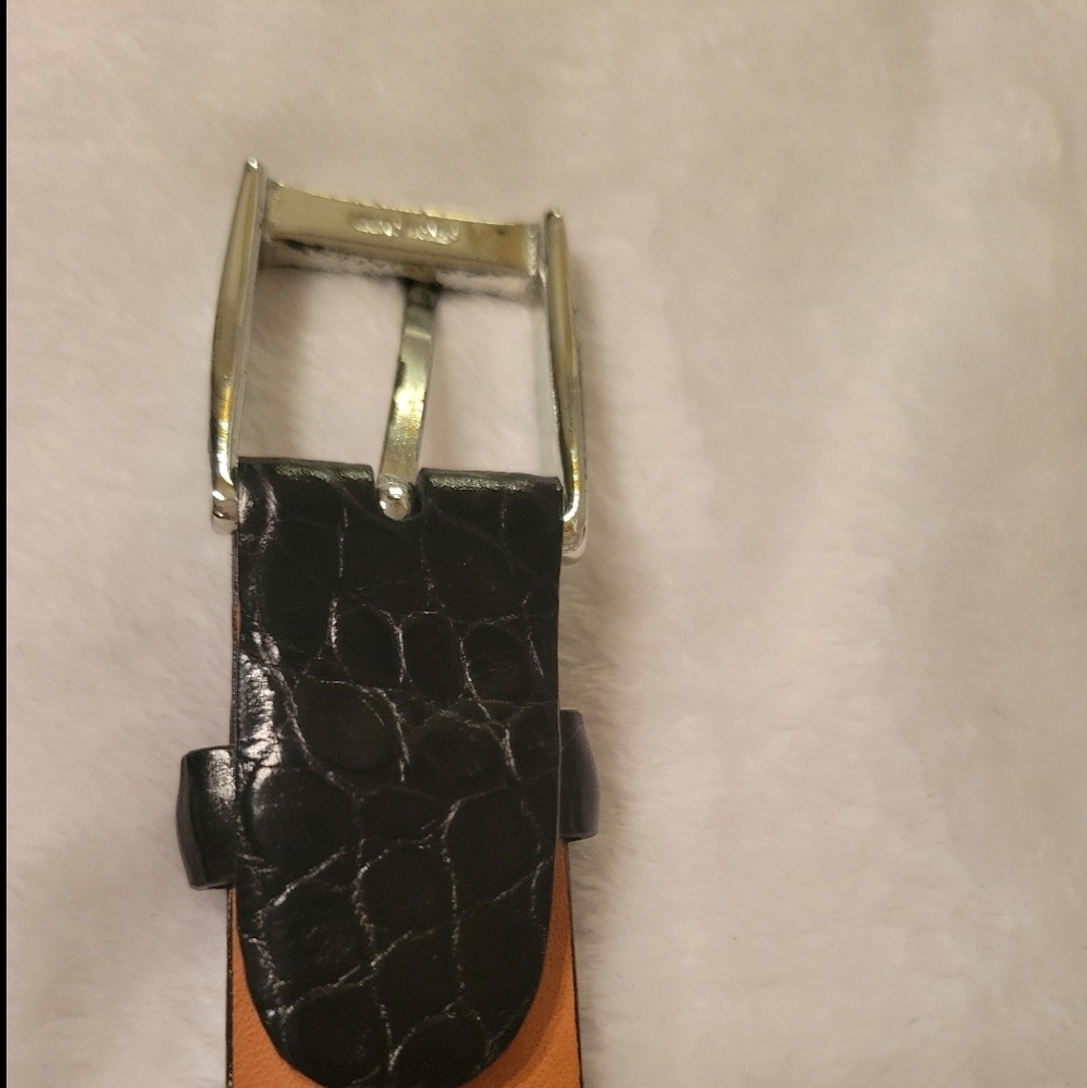 JEFFERSON 2 BUCKLE AMERICAN ALLIGATOR BELT - BLACK Mens - Picture 5 of 10